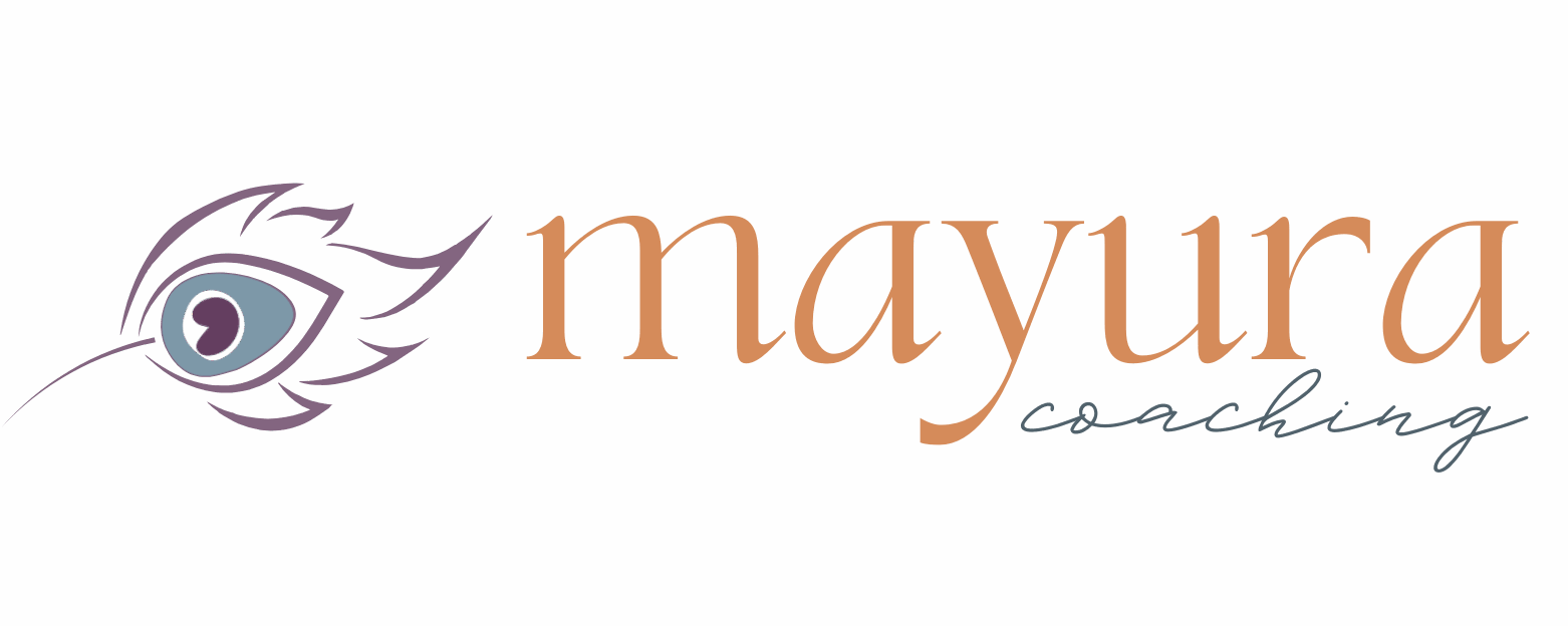 Mayura Coaching logo, with peacock feather